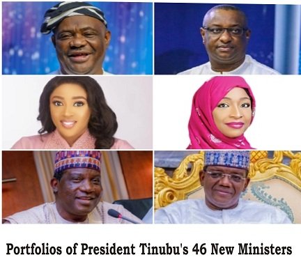 Portfolios Of President Tinubu’s 46 New Ministers